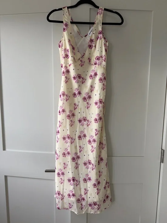 Princess Polly Nellie Floral Midi Dress Size US 0 Yellow Pink Floral - Picture 3 of 6